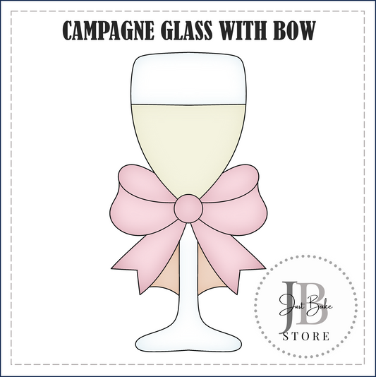 J366 - CHAMPAGNE GLASS WITH BOW COOKIE CUTTER