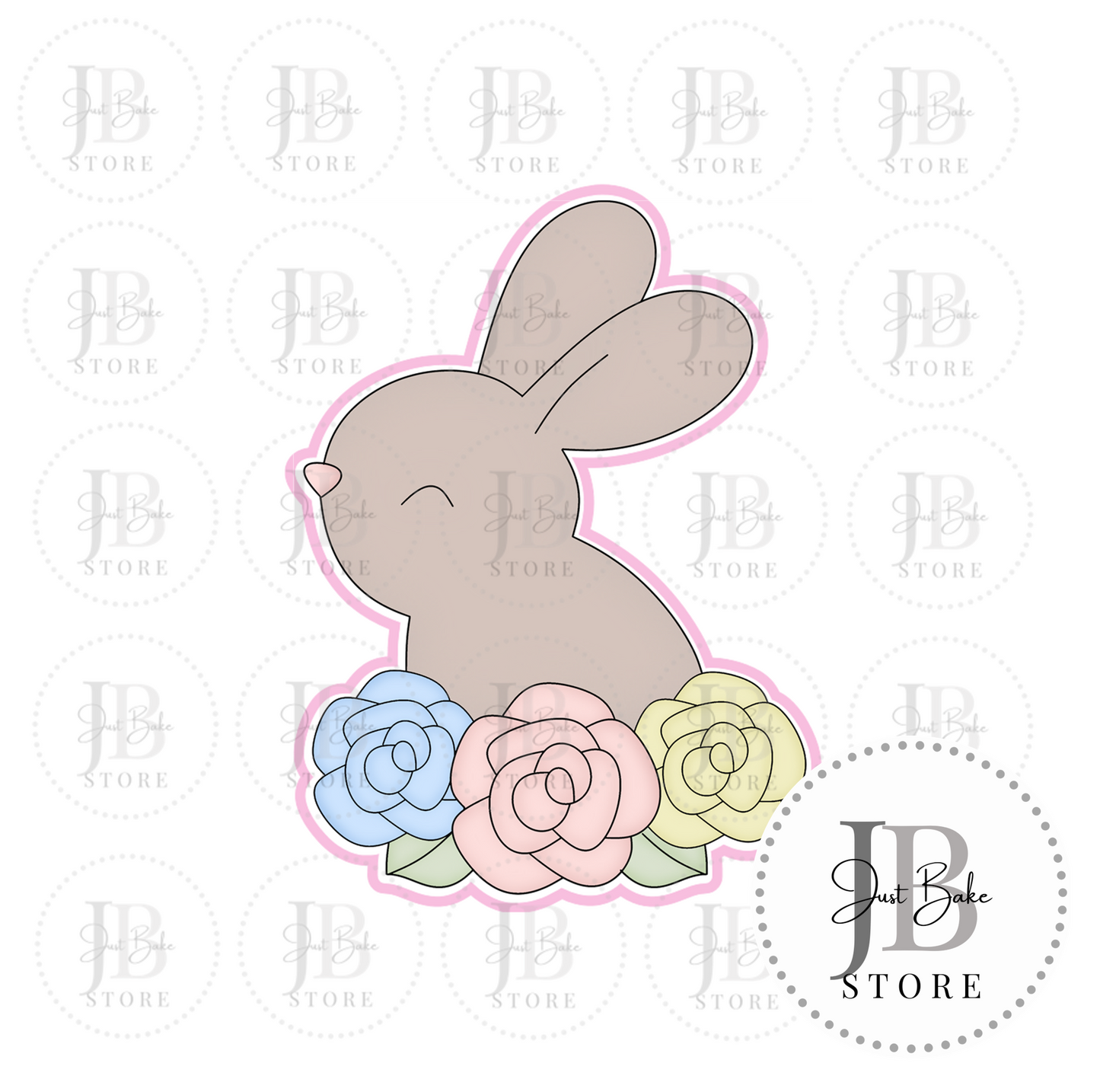 J380- Floral Bunny Cookie Cutter