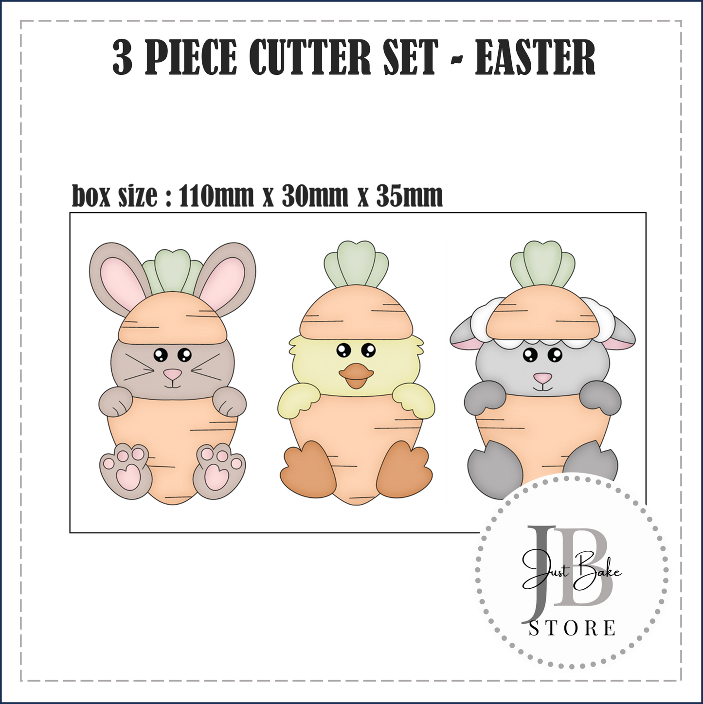 J382 - 3 PIECE EASTER COOKIE CUTTER SET