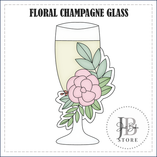 J392 - FLORAL CHAMPAGNE GLASS COOKIE CUTTER