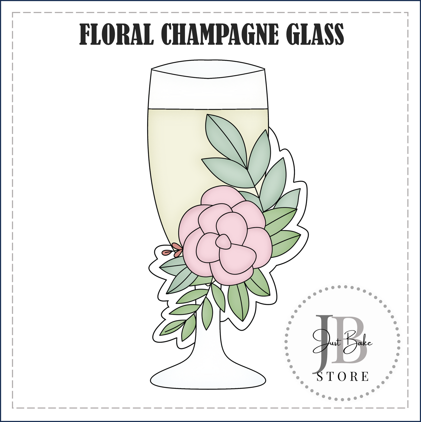 J392 - FLORAL CHAMPAGNE GLASS COOKIE CUTTER