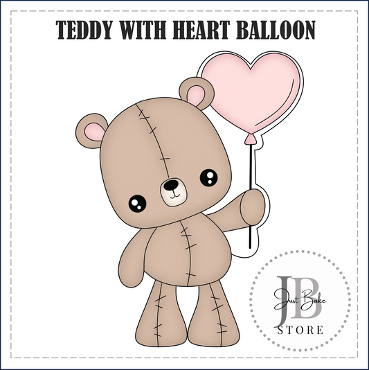 J427 - TEDDY WITH HEART BALLOON COOKIE CUTTER