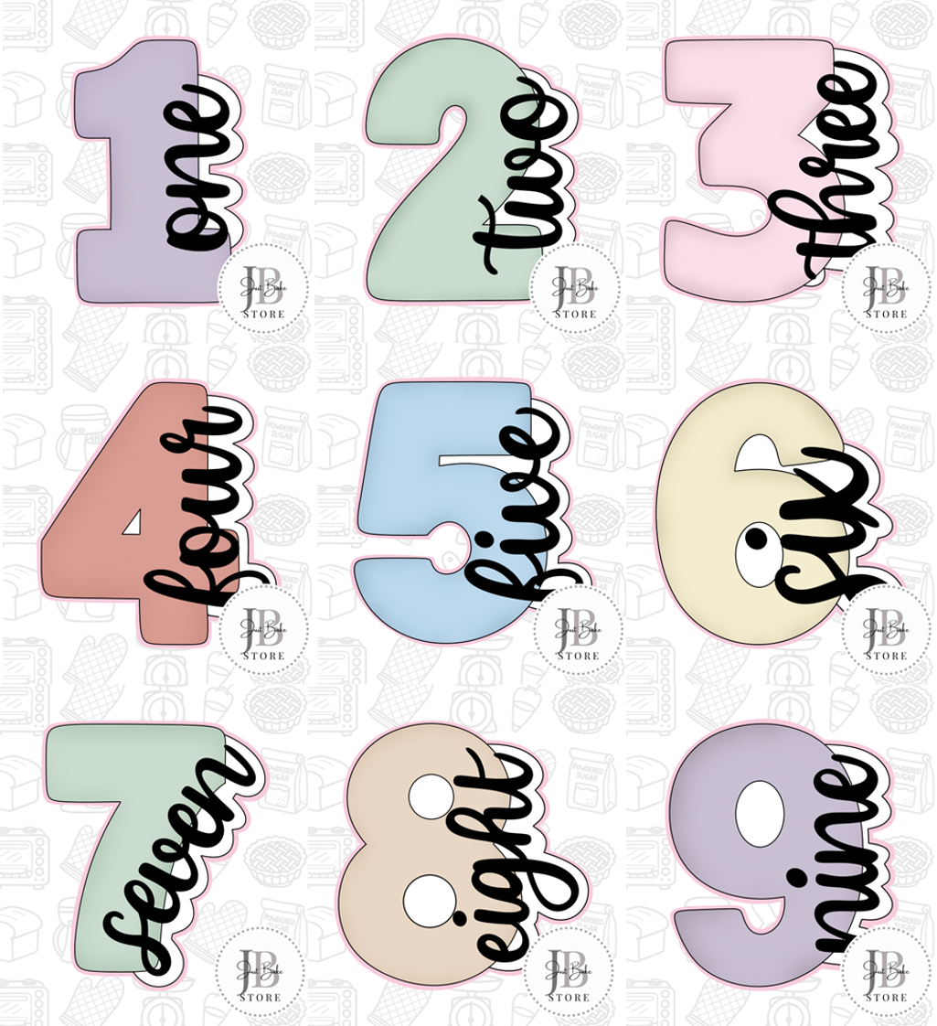 635. Numbers with Writing (LARGE) - STENCILS SOLD SEPERATLY