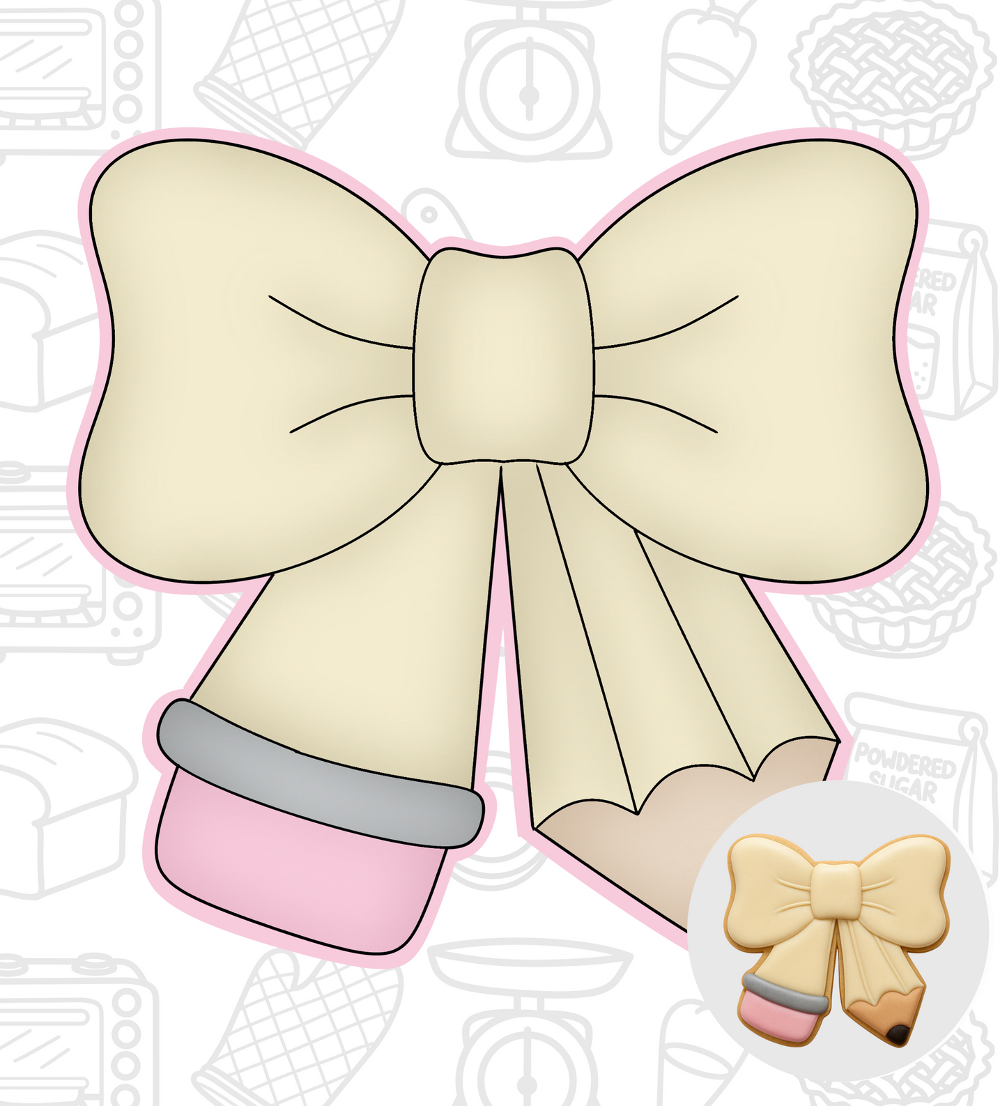 355. Pencil Bow Cookie Cutter