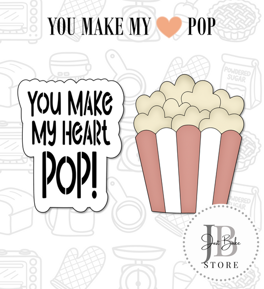 356. You Make My Heart Pop Cookie Cutter Set (LARGE)