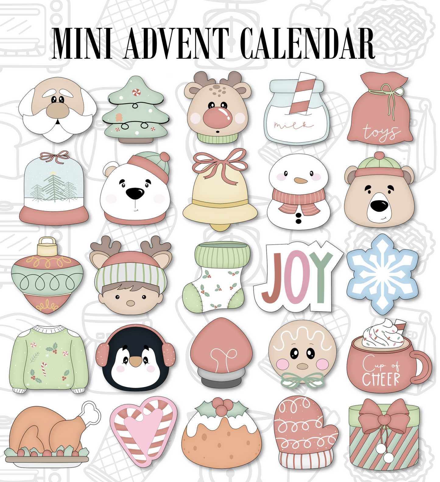 306. Advent Cookie Cutter Set of 25 (Size 5cm)