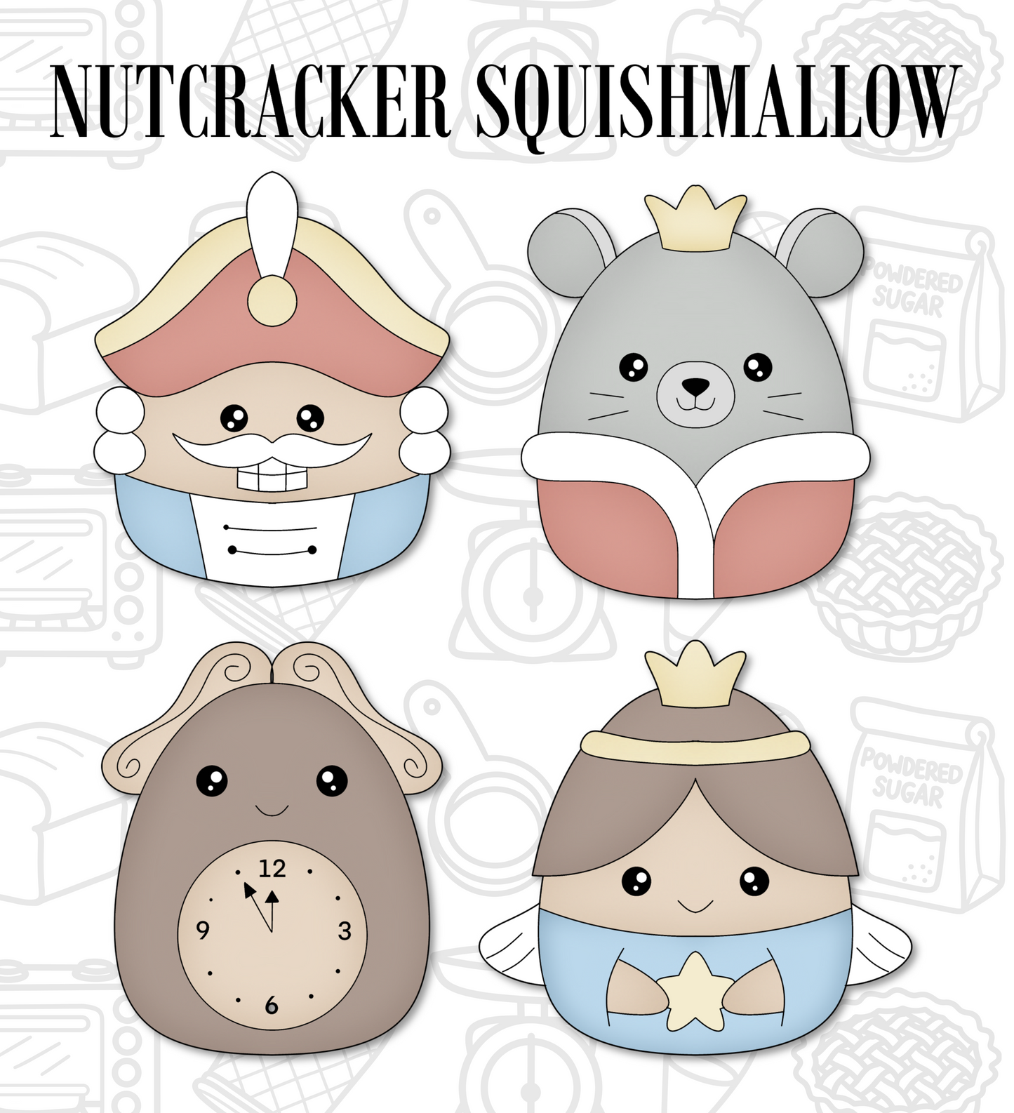 303. Nutcracker Squishmallows Cookie Cutters (Set of 4)