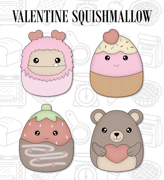 315. Valentines Squishmallow Cookie Cutters (Set of 4)