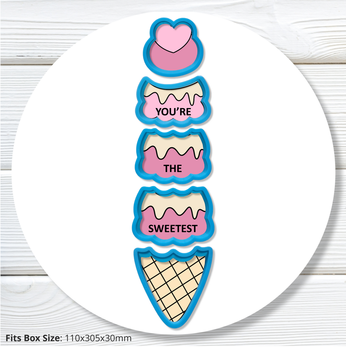 JBS0249 - BYO Ice-cream Set of 4 - Complete Set fits box :  Size: 110x305x30mm